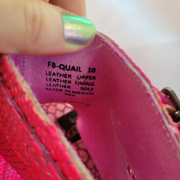 OOAK Freebird Quail, Handpainted HOT PINK Snake Heeled Leather Sandals, Woman 10 - Picture 11 of 17